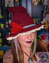 Load image into Gallery viewer, Burgundy Cottage Witch Hat
