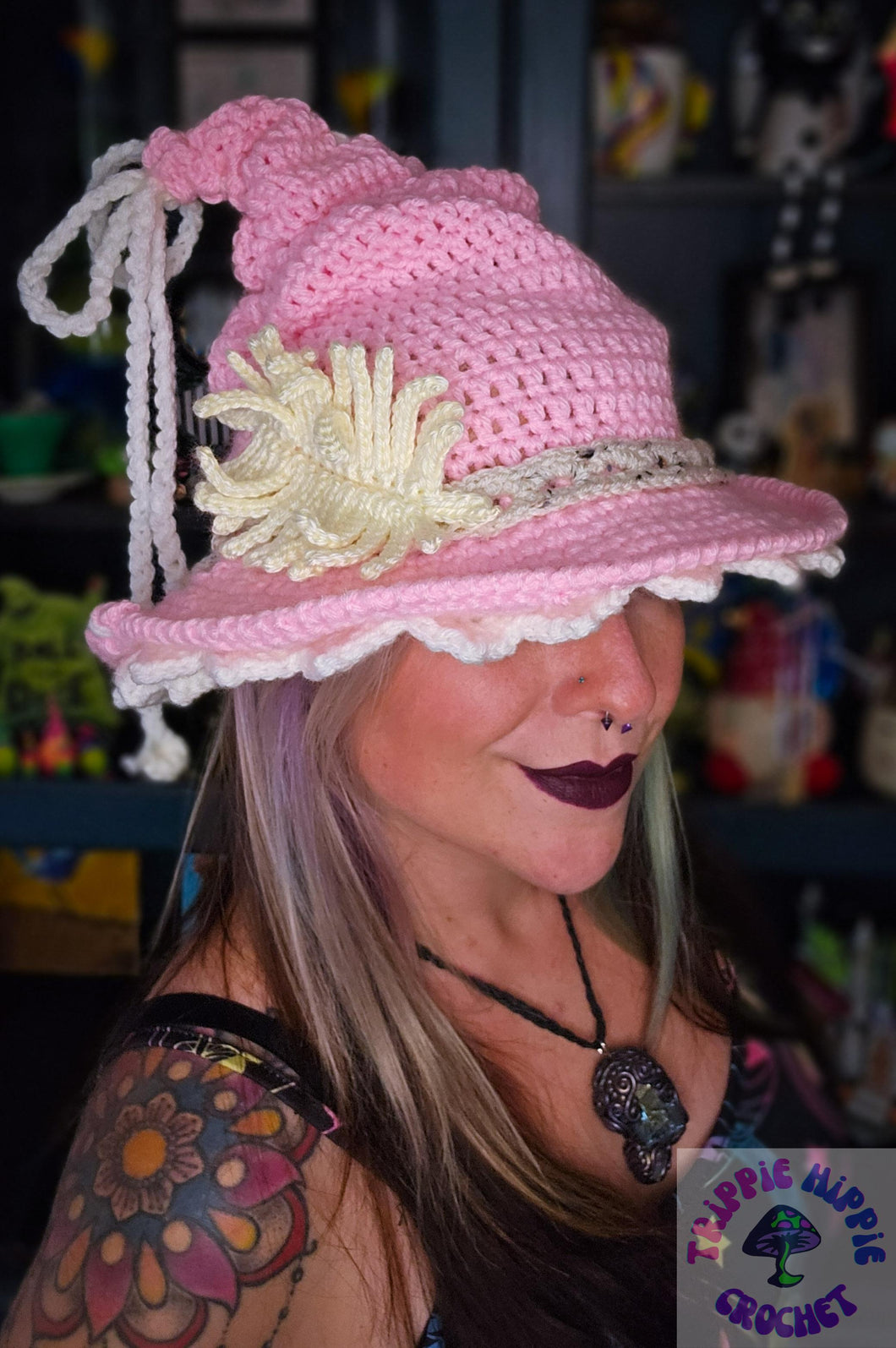 Pink Cottage Witch Hat