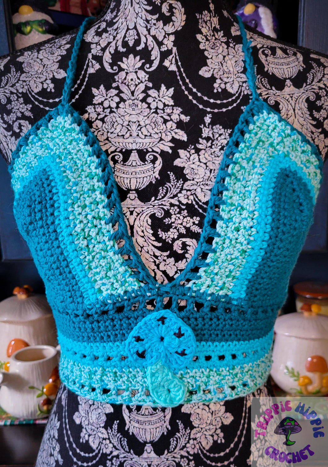 Teal Mushroom Lily Top